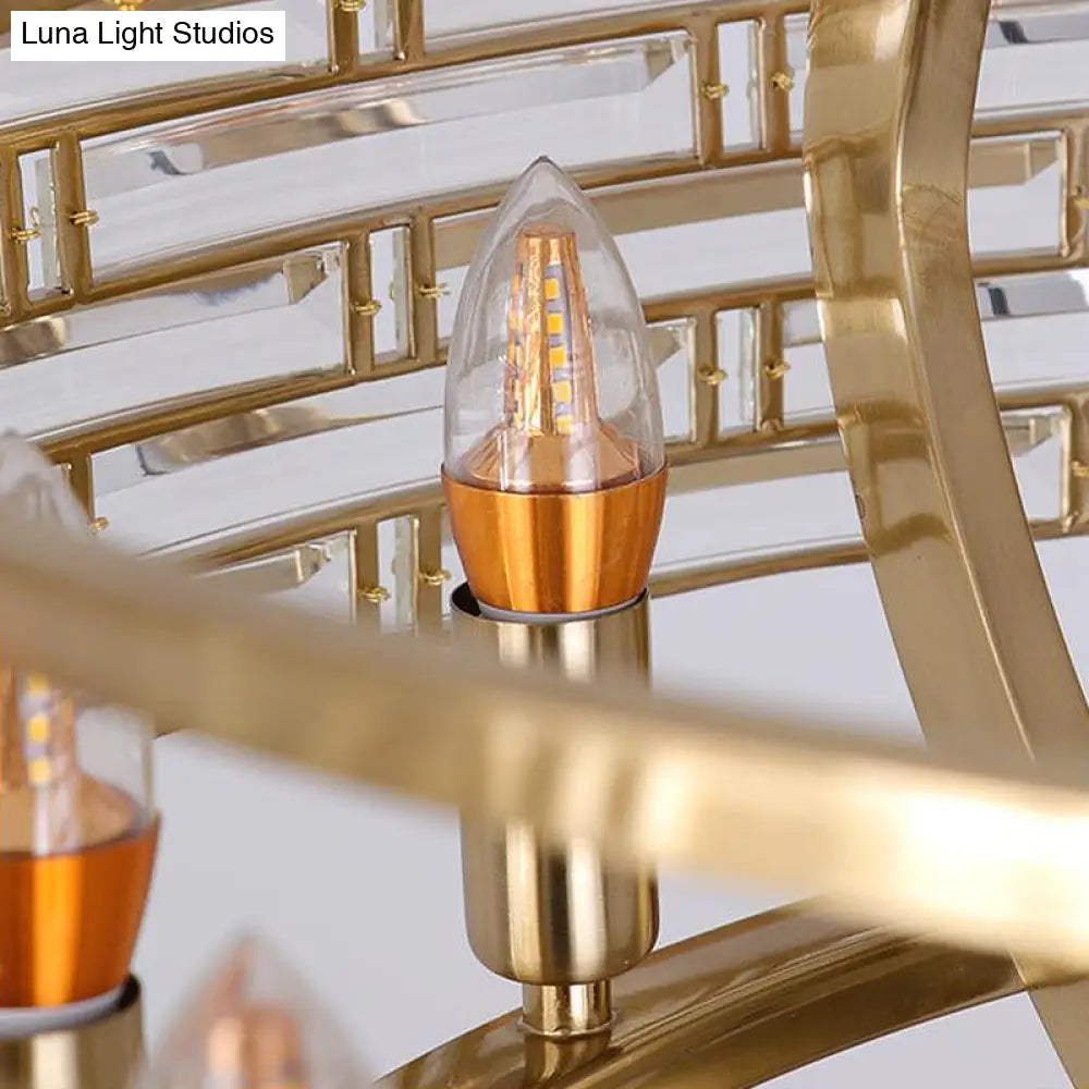 DecorBites™ Modern Gold Crystal Pendant Light Fixture with 8 Heads for Living Room