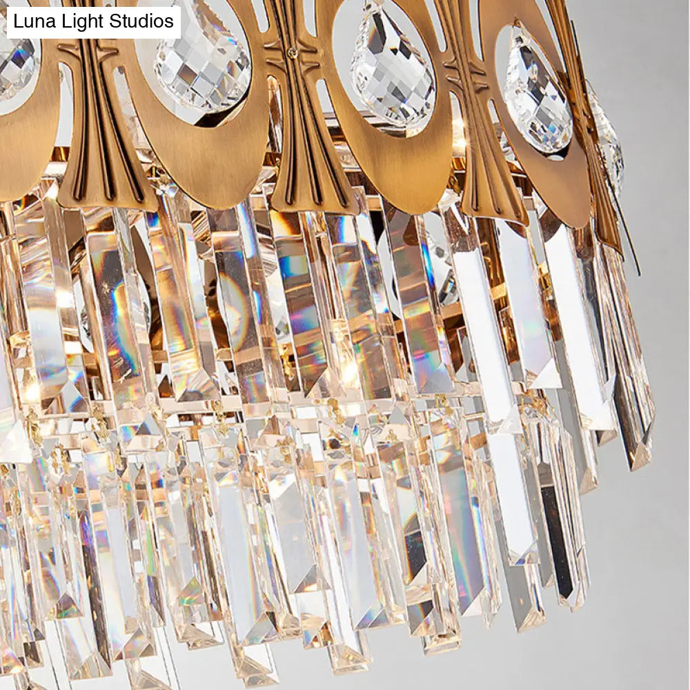 DecorBites™ Modern Gold Crystal Rod Island Pendant Light - 10 Heads, Oval Suspension Design