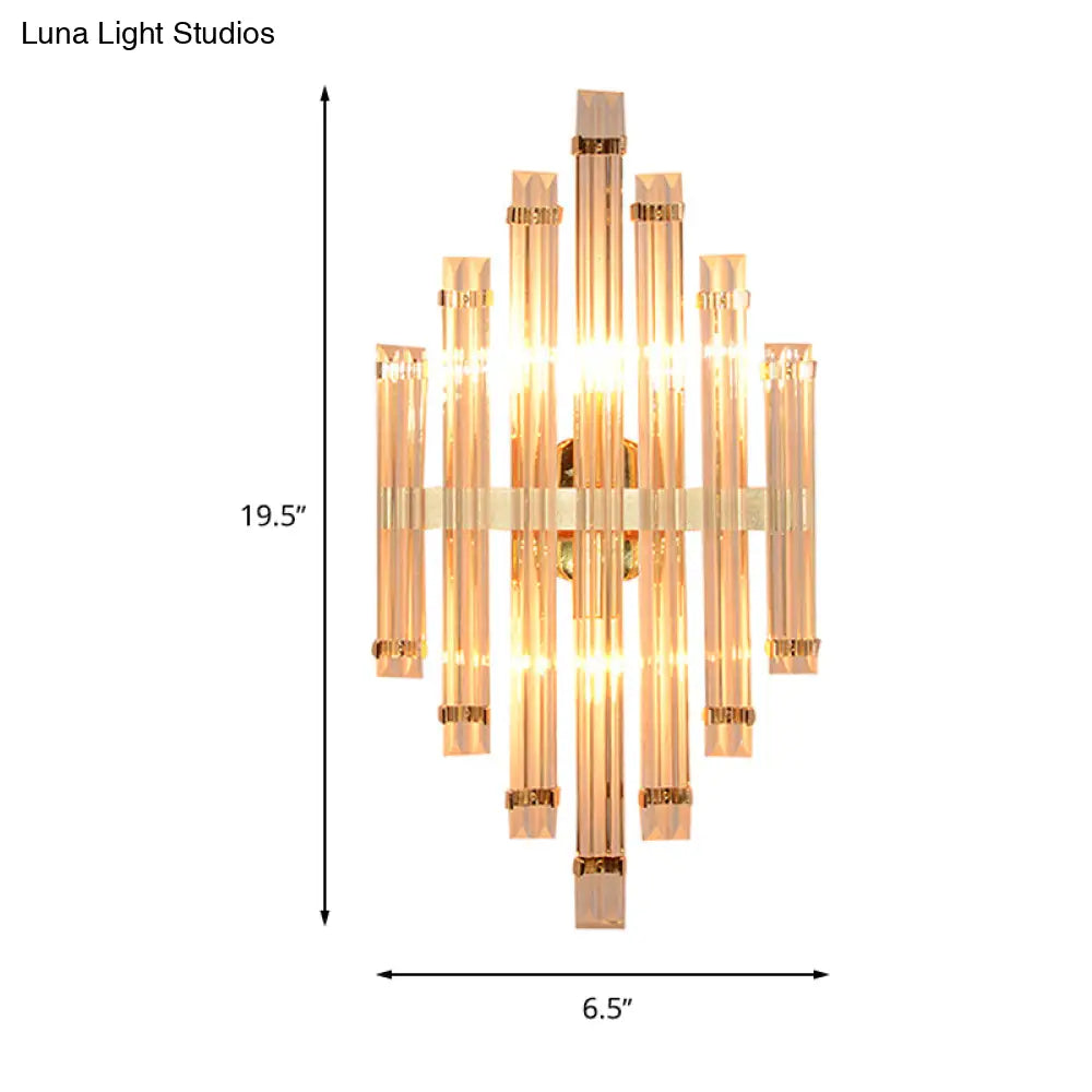 DecorBites™ Modern Gold Crystal Wall Mounted Lamp - Prismatic, 2-Light Sconce for Living Room