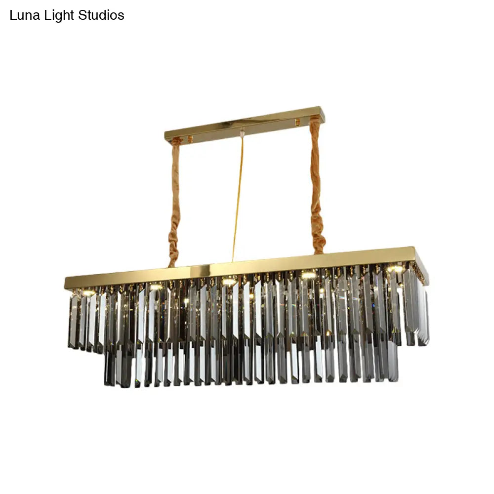 DecorBites™ Modern Gold Dining Room Island Pendant Light with 10 Crystal-Cut Shades - 23.5"/31.5" Wide