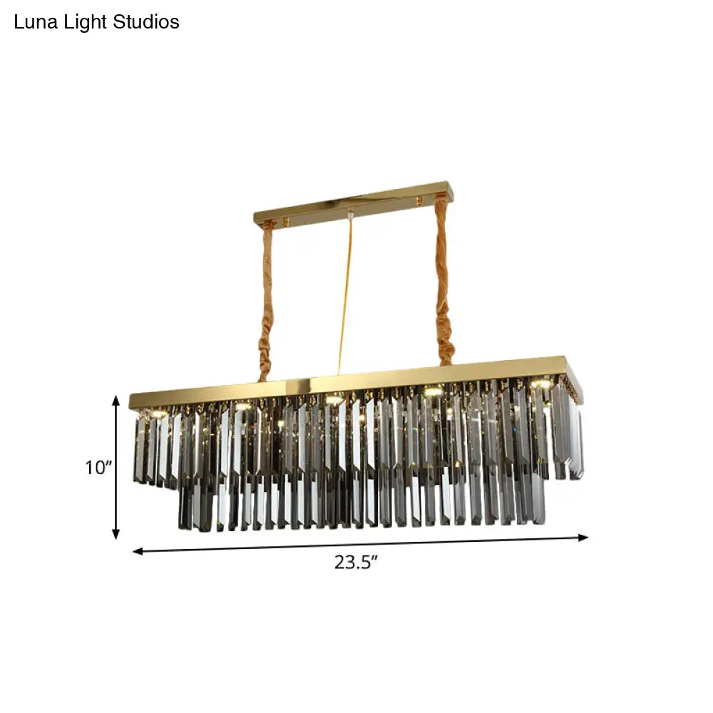 DecorBites™ Modern Gold Dining Room Island Pendant Light with 10 Crystal-Cut Shades - 23.5"/31.5" Wide