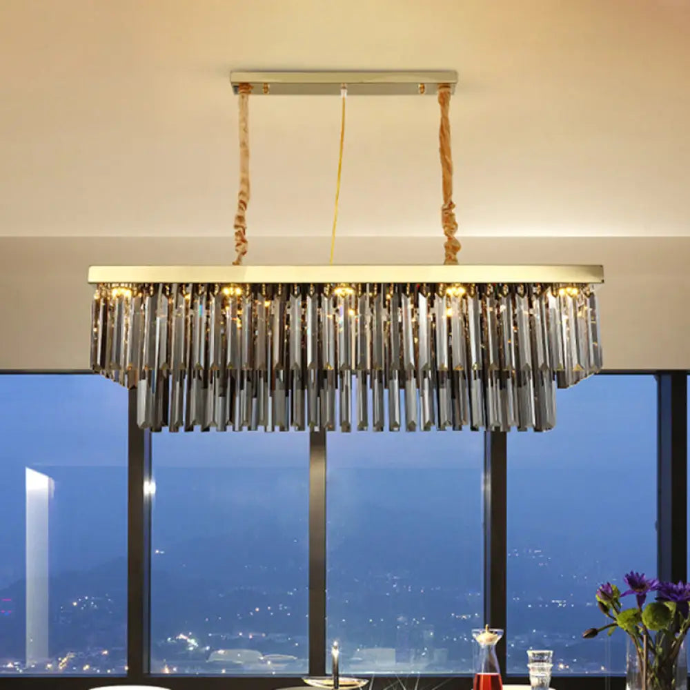 DecorBites™ Modern Gold Dining Room Island Pendant Light with 10 Crystal-Cut Shades - 23.5"/31.5" Wide