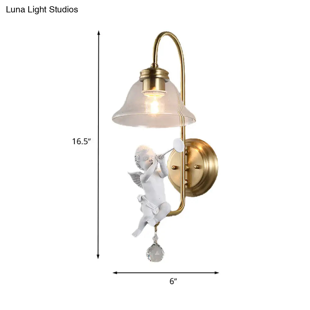 DecorBites™ Modern Gold Glass Sconce Light with Resin Deco - 1-Light Wall Lamp