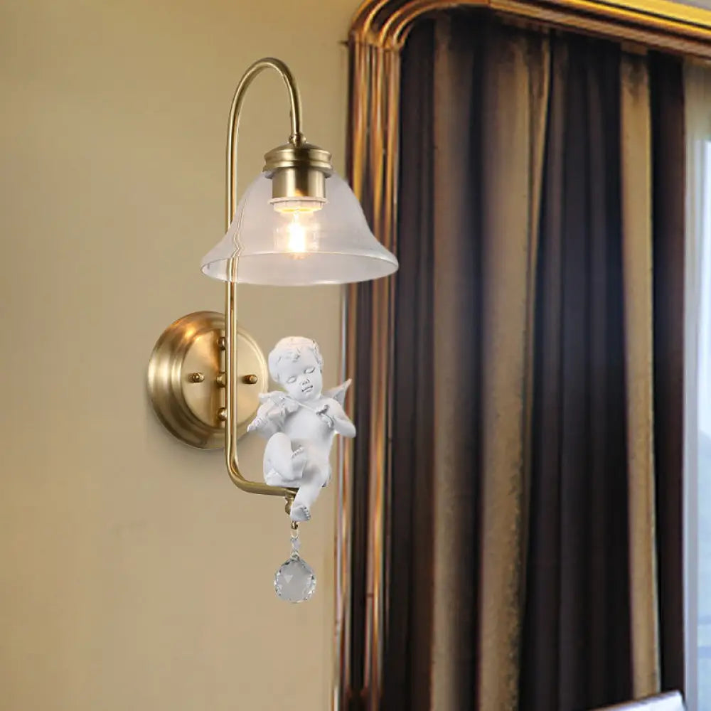 DecorBites™ Modern Gold Glass Sconce Light with Resin Deco - 1-Light Wall Lamp
