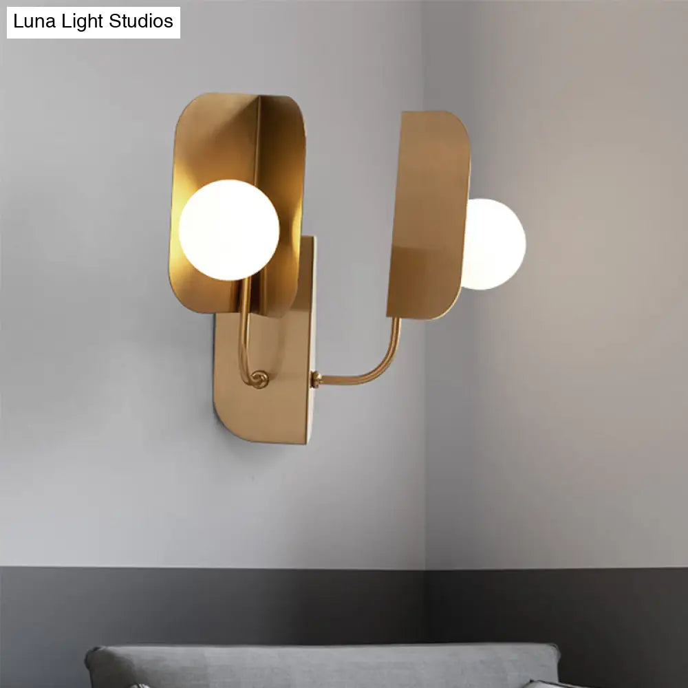 DecorBites™ Modern Gold Globe Wall Sconce Light - 2-Light LED Metal Wall Mount Lamp for Living Room