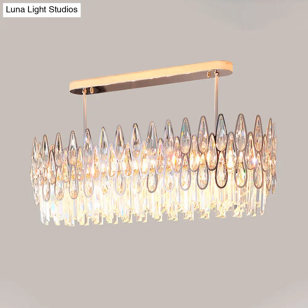 DecorBites™ Modern Gold Island Lighting with Crystal Tiers and 10 Lights