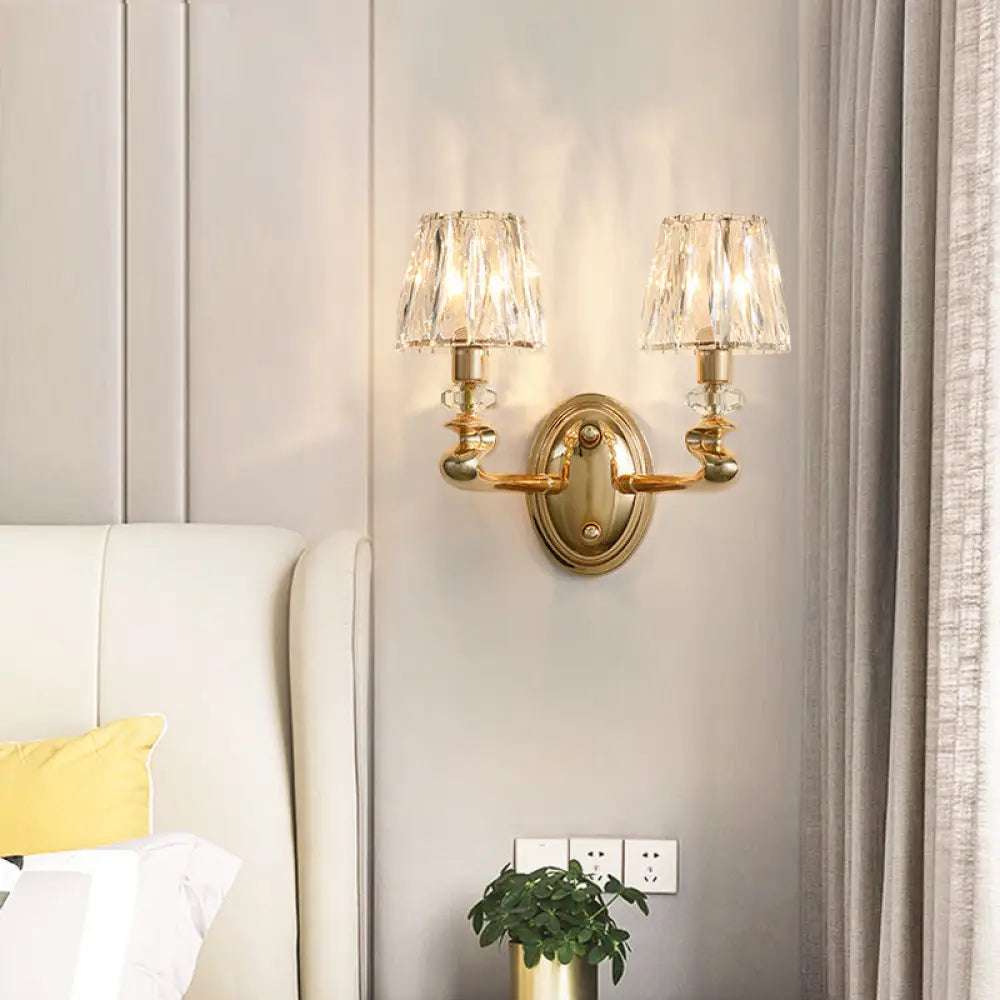 DecorBites™ Modern Gold K9 Crystal Wall Sconce Light for Bedroom