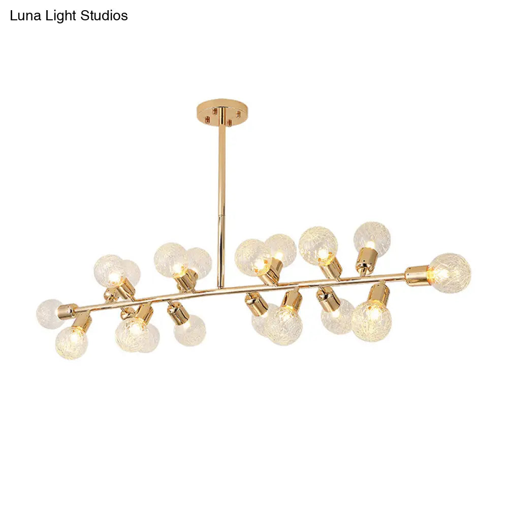DecorBites™ Modern Gold Lattice Glass Island Pendant Ceiling Light - 18 Head Kitchen Fixture