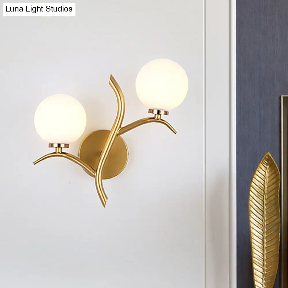 DecorBites™ Modern Gold Metal Branch Wall Sconce with 2 Bulbs - Ideal for Living Room Lighting