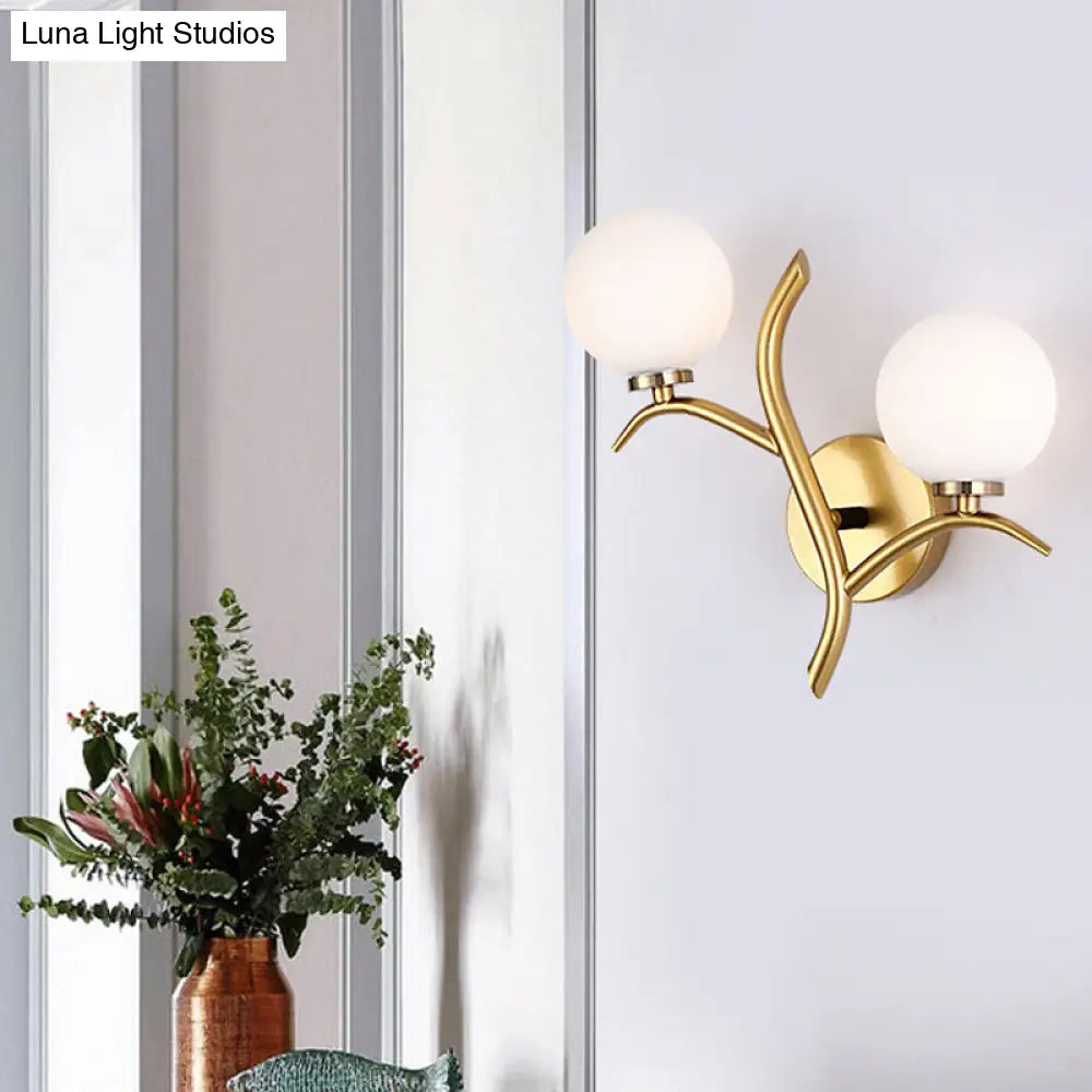 DecorBites™ Modern Gold Metal Branch Wall Sconce with 2 Bulbs - Ideal for Living Room Lighting