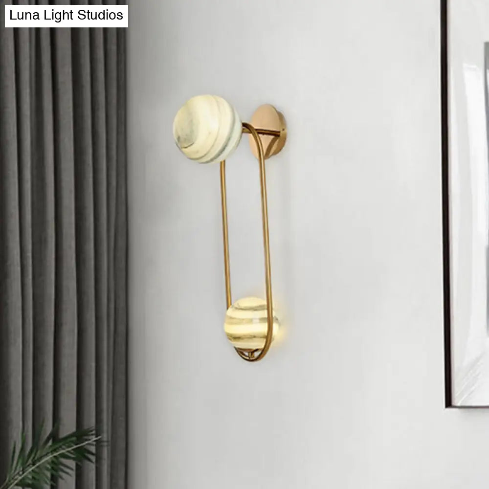 DecorBites™ Modern Gold Metal Oval Wall Sconce Light Fixture with 2 Bulbs for Living Room