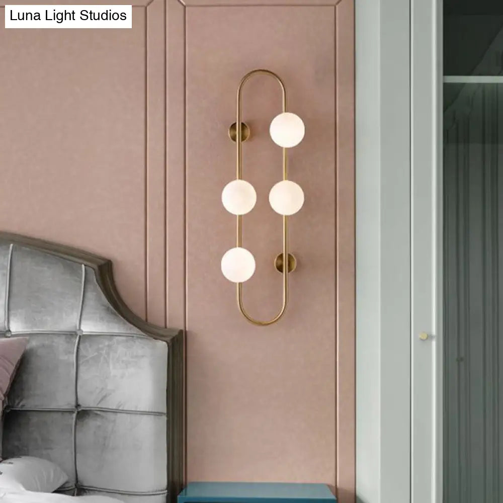 DecorBites™ Modern Gold Oblong Sconce Wall Light with 4-Metal Heads and Milky Glass Shade