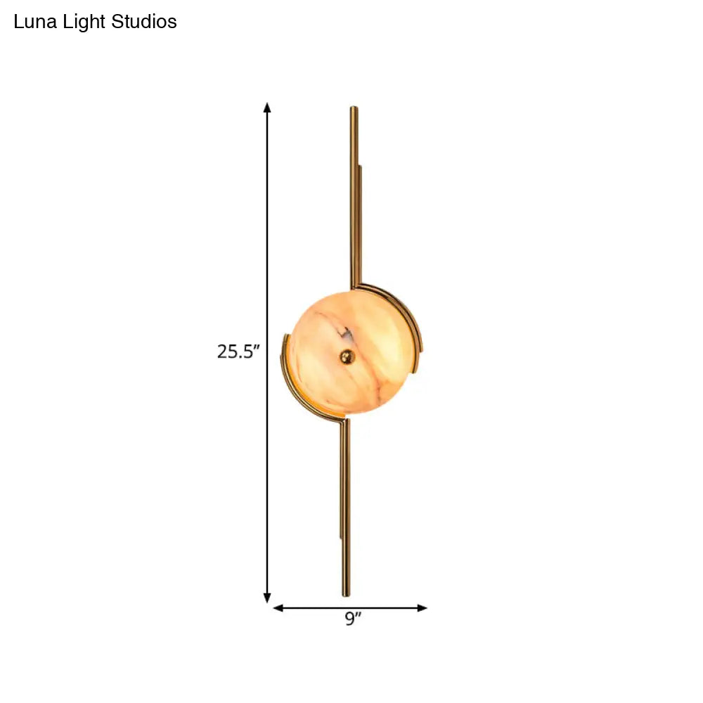 DecorBites™ Modern Gold Round LED Wall Light with Marble Accents - Ideal for Bedroom