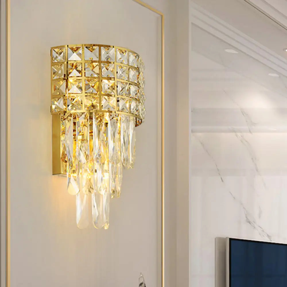 DecorBites™ Modern Gold Triangular Crystal Wall Lamp with 3 Lights