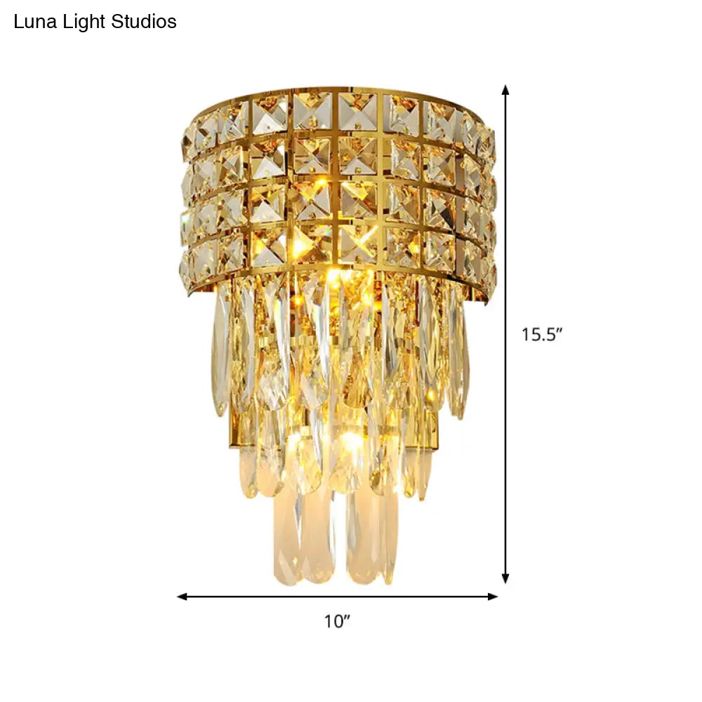 DecorBites™ Modern Gold Triangular Crystal Wall Lamp with 3 Lights