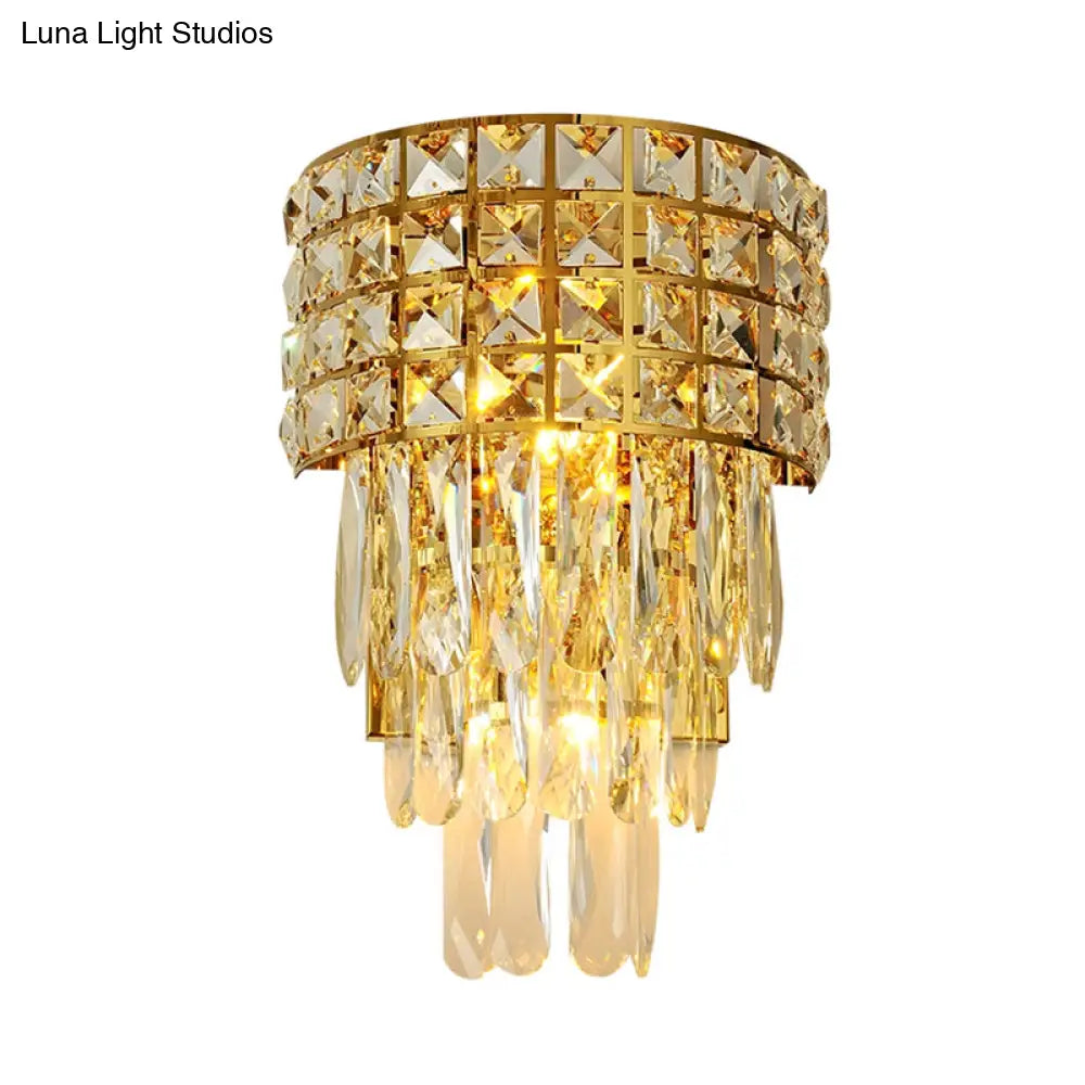 DecorBites™ Modern Gold Triangular Crystal Wall Lamp with 3 Lights