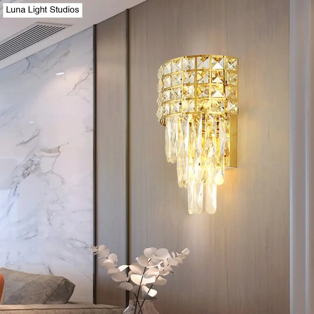 DecorBites™ Modern Gold Triangular Crystal Wall Lamp with 3 Lights
