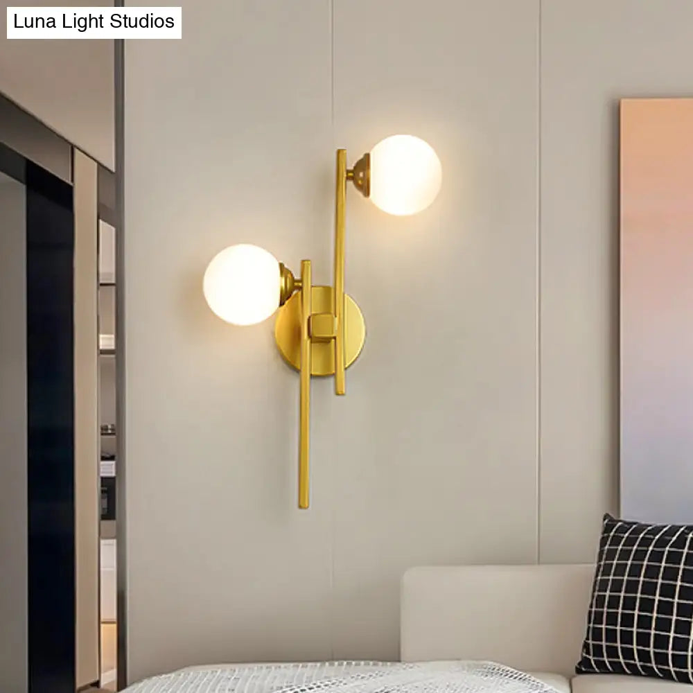 DecorBites™ Modern Gold Wall Lamp with Opal Glass Shade - 2-Light Living Room Wall Lighting