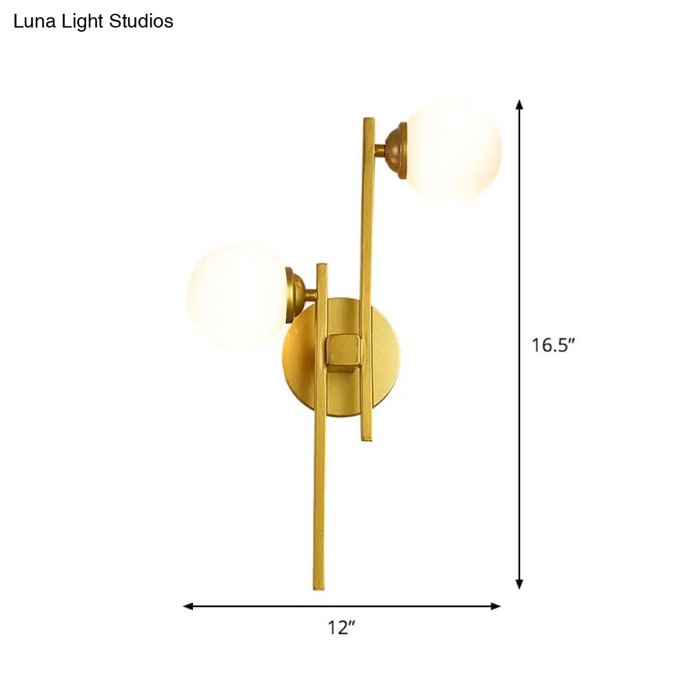 DecorBites™ Modern Gold Wall Lamp with Opal Glass Shade - 2-Light Living Room Wall Lighting