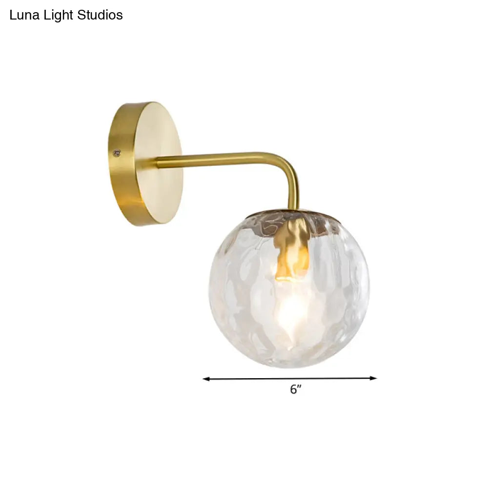 DecorBites™ Modern Gold Wall Sconce with Globe Shade: Hammered Glass, 1 Light Living Room Candle Lamp
