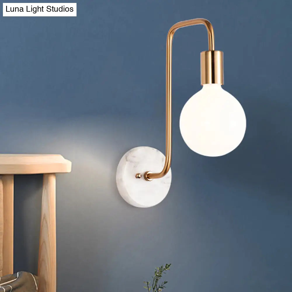 DecorBites™ Modern Gold Wall Sconce with White Glass Shade – Bedroom Light Fixture