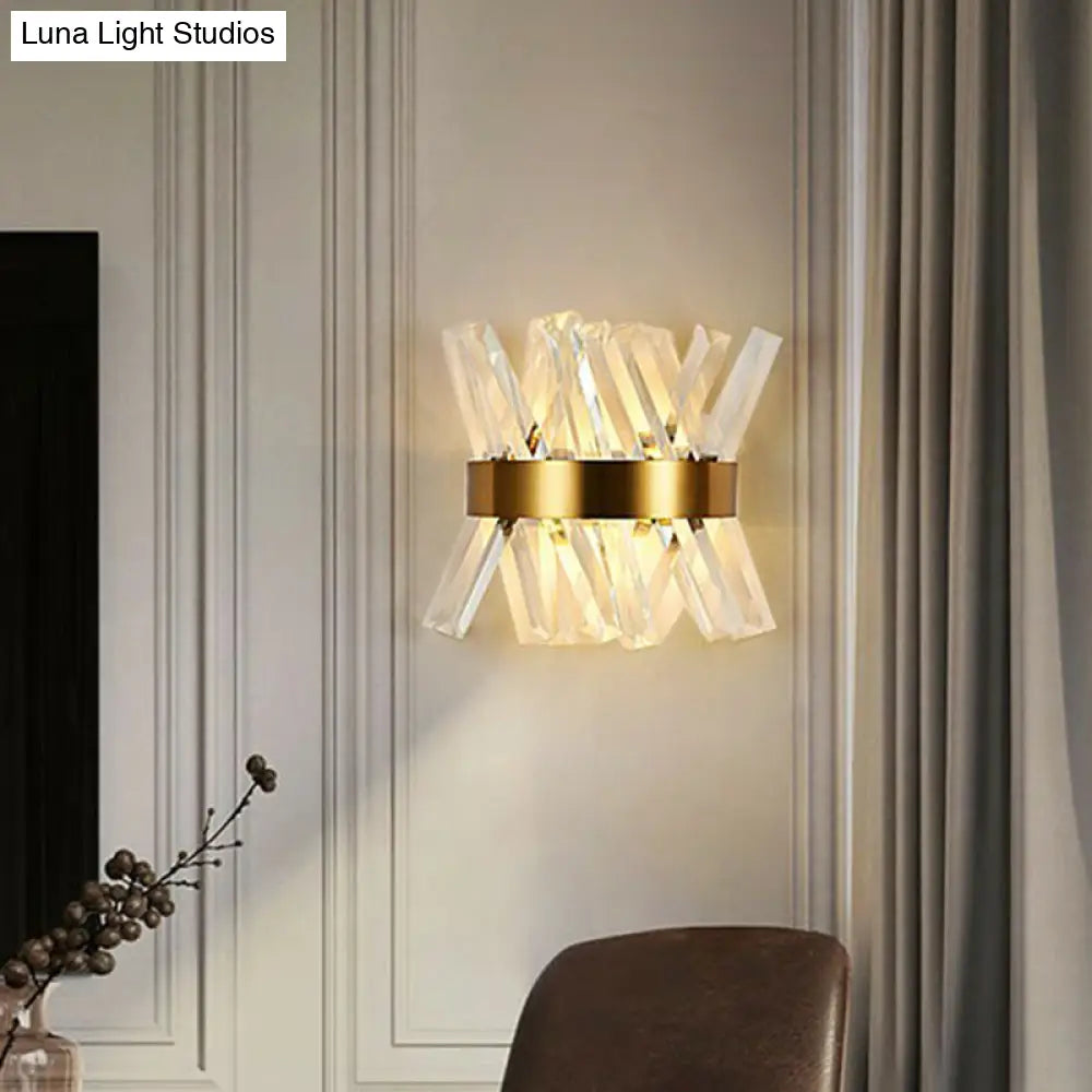 DecorBites™ Modern Gold X-Shaped Wall Sconce with K9 Crystal - Bedroom Wall Mount Lamp