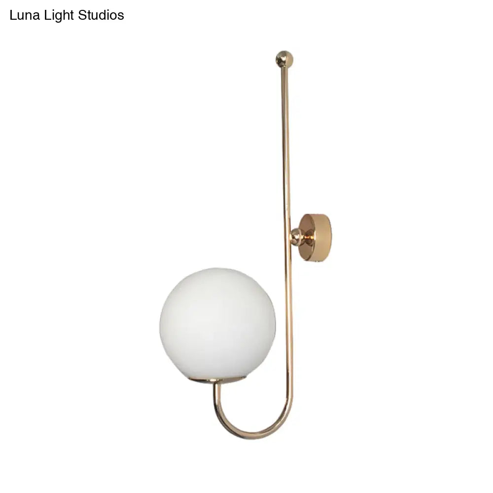 DecorBites™ Modern Golden Gooseneck Wall Sconce with Frosted Glass Ball Shade for Bedroom