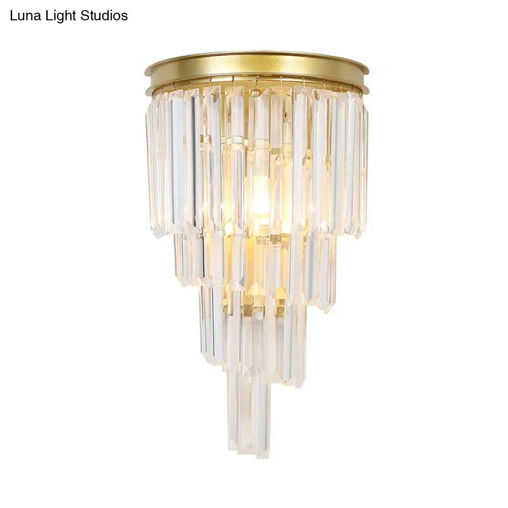 DecorBites™ Modern Golden Wall Lamp with Clear Crystal Block - Bedside Wall Lighting Fixture