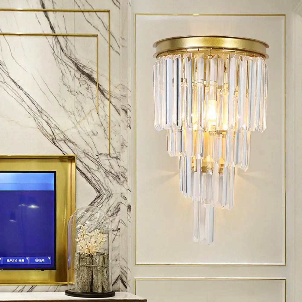 DecorBites™ Modern Golden Wall Lamp with Clear Crystal Block - Bedside Wall Lighting Fixture