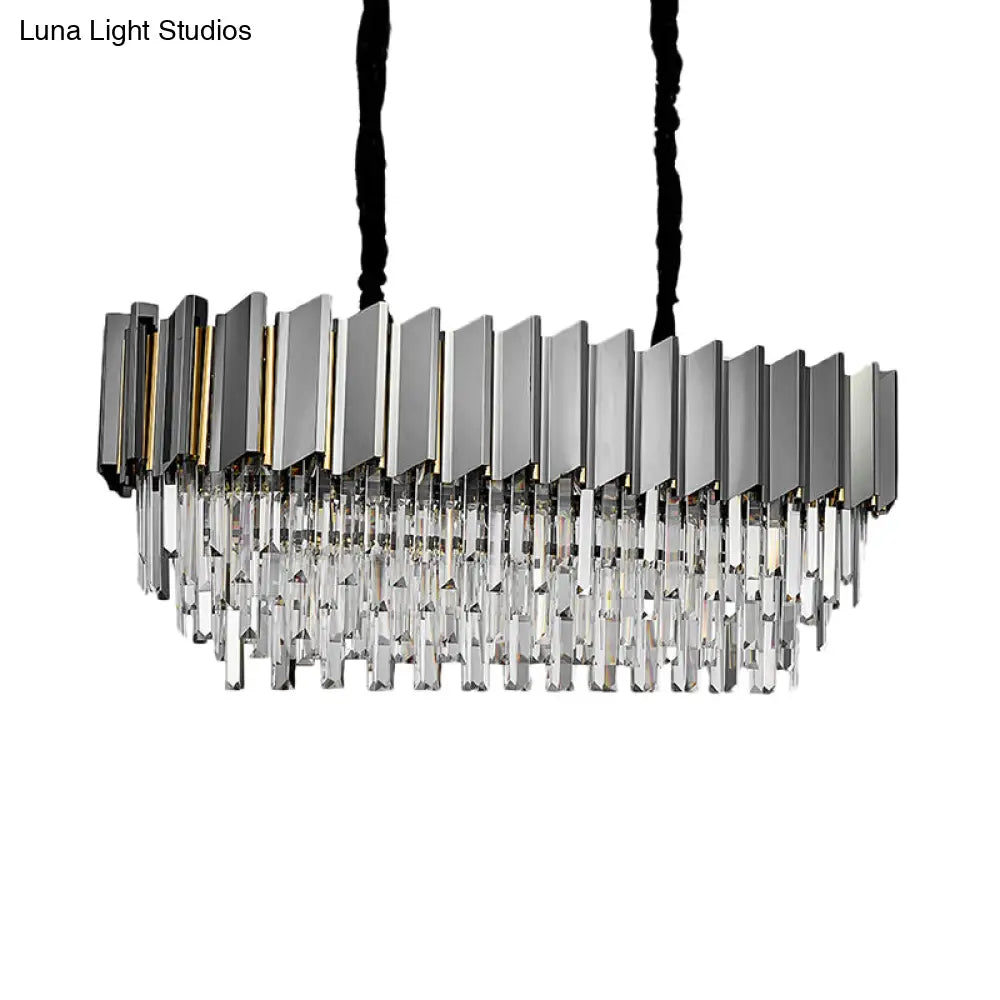 DecorBites™ Modern Grey Crystal Pendant Chandelier with 10 Lights - 39" Wide - Perfect for Island Ceiling
