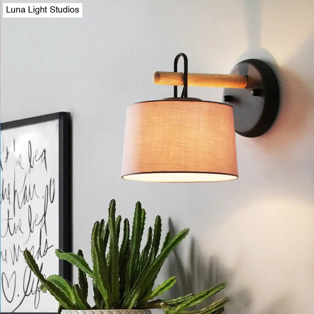 DecorBites™ Modern Grey Drum Shade Wall Lamp with Fabric Shade - Bedroom Lighting Fixture