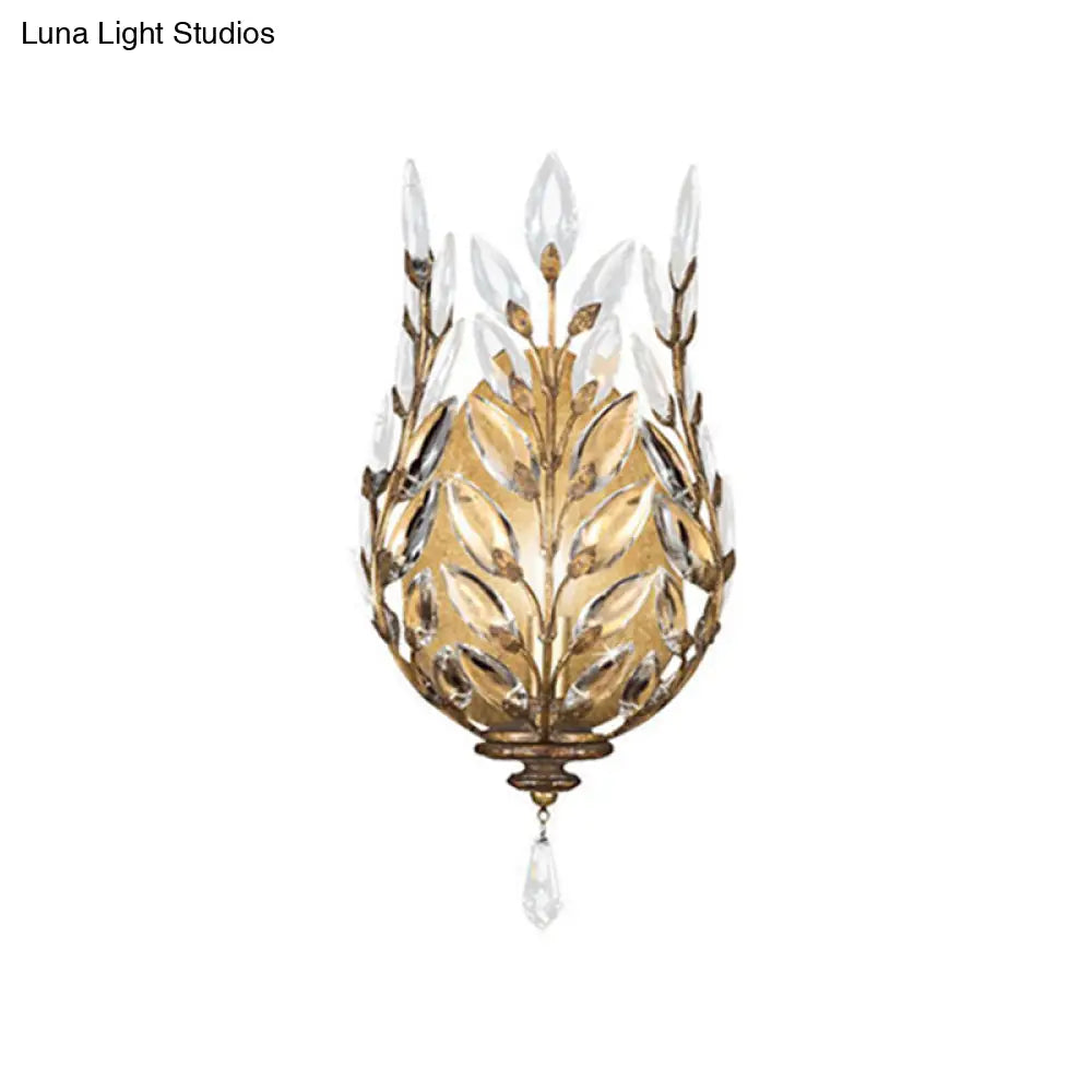 DecorBites™ Modern Laurel Wall Light with Crystal Drop - Silver/Brass