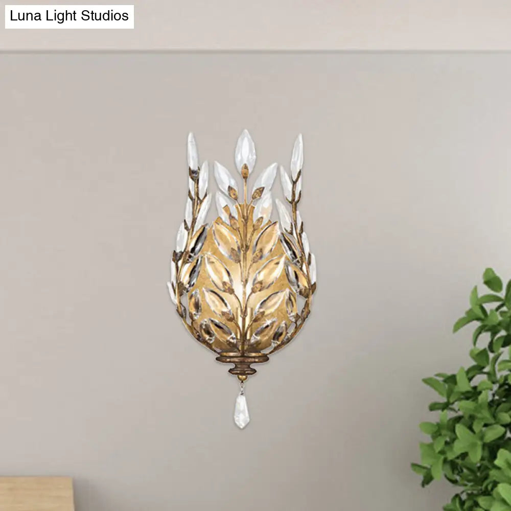 DecorBites™ Modern Laurel Wall Light with Crystal Drop - Silver/Brass