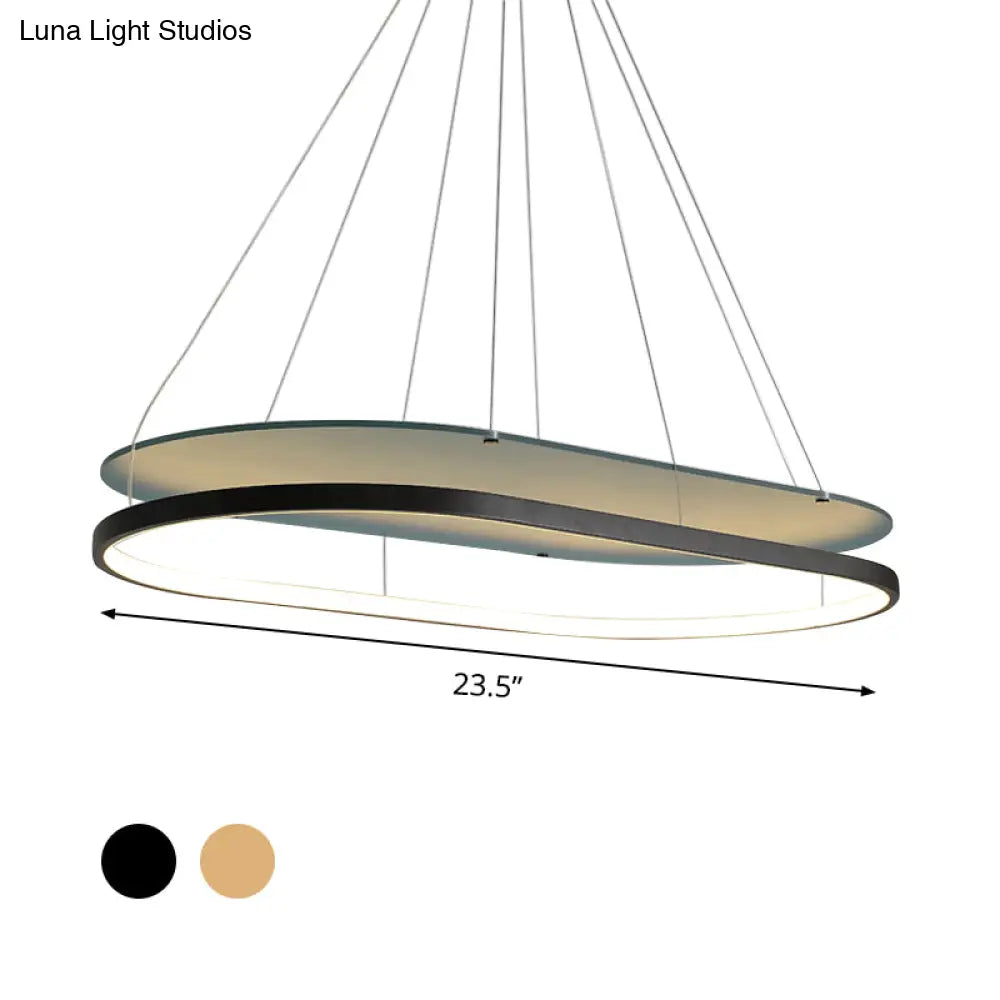 DecorBites™ Modern LED Acrylic Dual Oval Pendant Chandelier - Black/Gold Ceiling Fixture for Dining Room