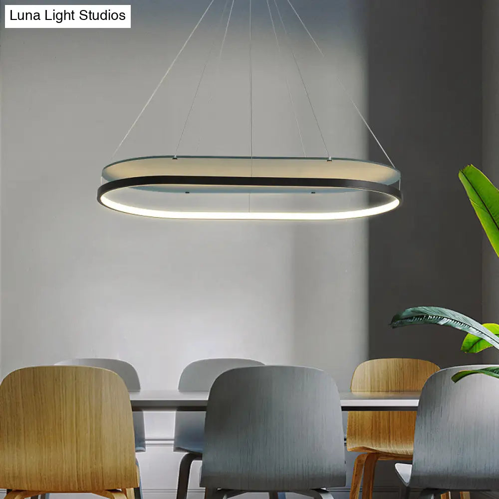 DecorBites™ Modern LED Acrylic Dual Oval Pendant Chandelier - Black/Gold Ceiling Fixture for Dining Room