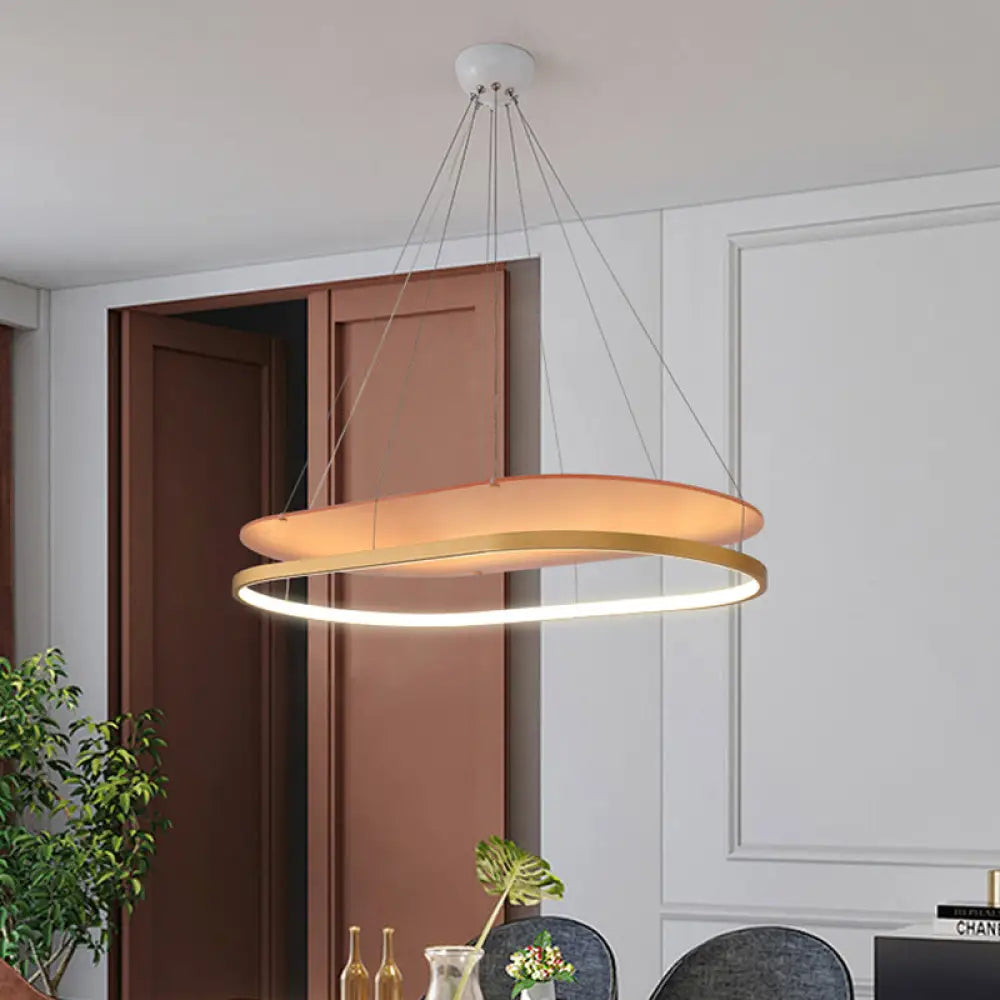 DecorBites™ Modern LED Acrylic Dual Oval Pendant Chandelier - Black/Gold Ceiling Fixture for Dining Room