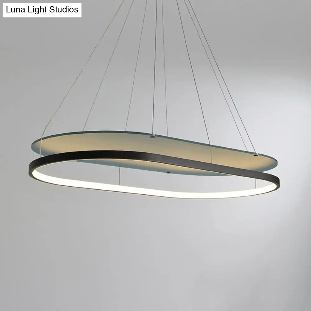 DecorBites™ Modern LED Acrylic Dual Oval Pendant Chandelier - Black/Gold Ceiling Fixture for Dining Room