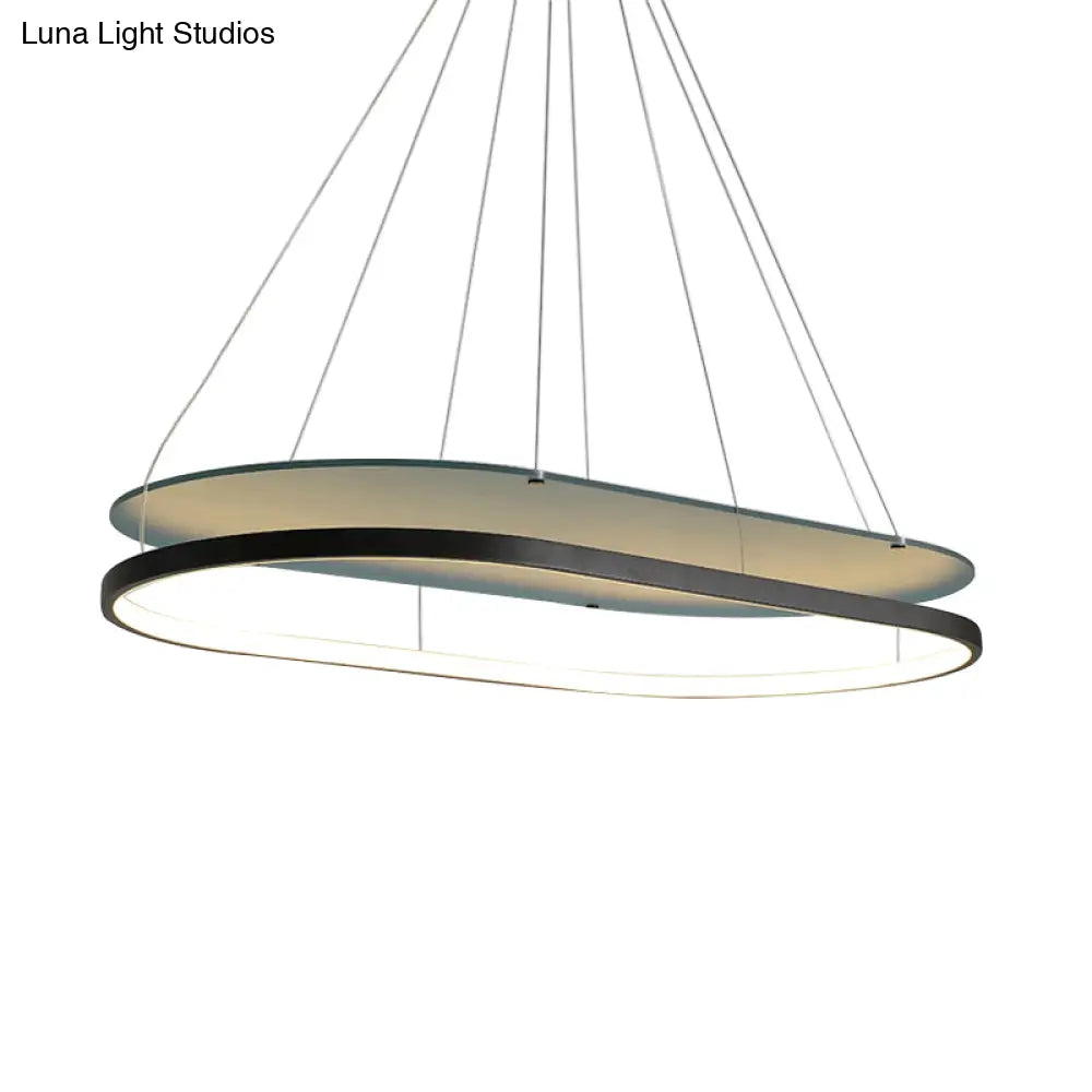 DecorBites™ Modern LED Acrylic Dual Oval Pendant Chandelier - Black/Gold Ceiling Fixture for Dining Room