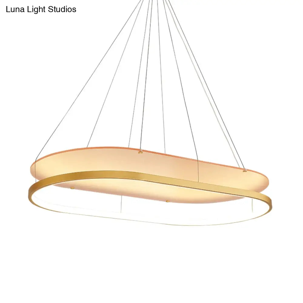 DecorBites™ Modern LED Acrylic Dual Oval Pendant Chandelier - Black/Gold Ceiling Fixture for Dining Room