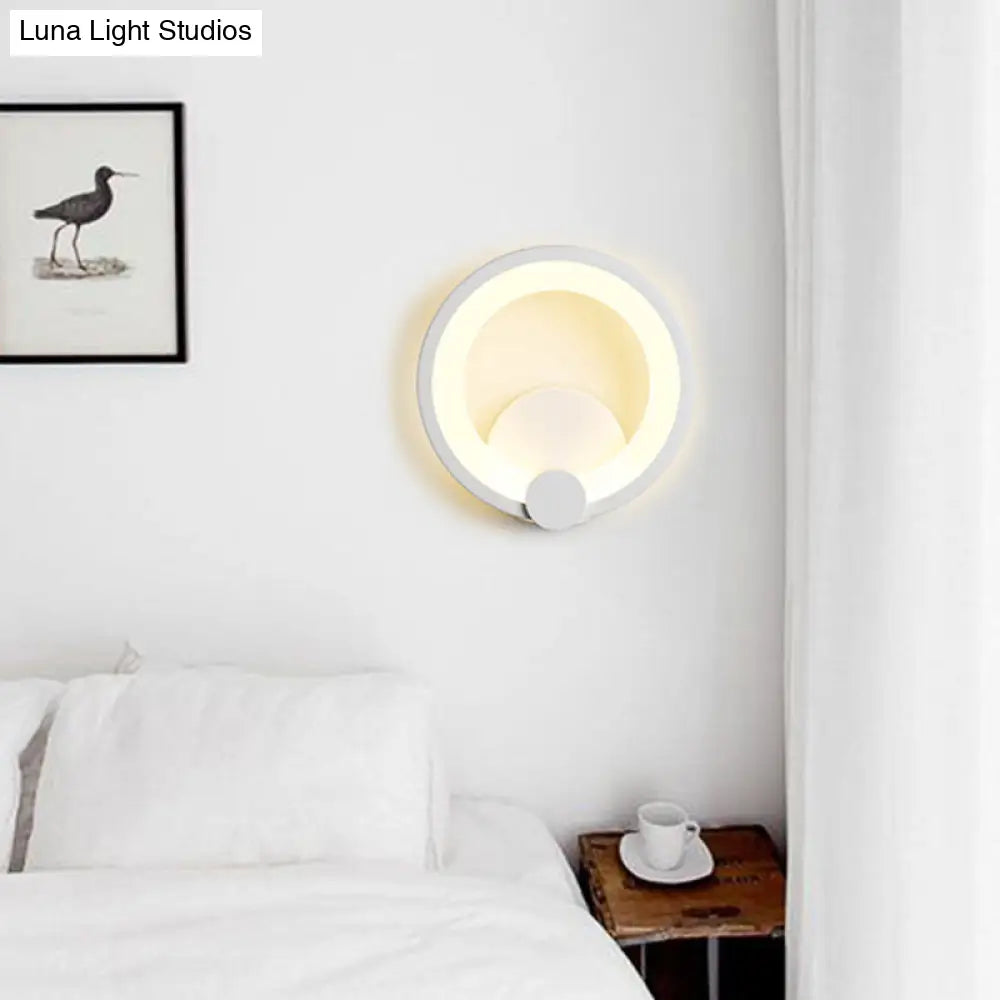 DecorBites™ Modern LED Acrylic Sconce Light - 7.5"/10" Diameter - White Wall Lamp in Warm/White Light