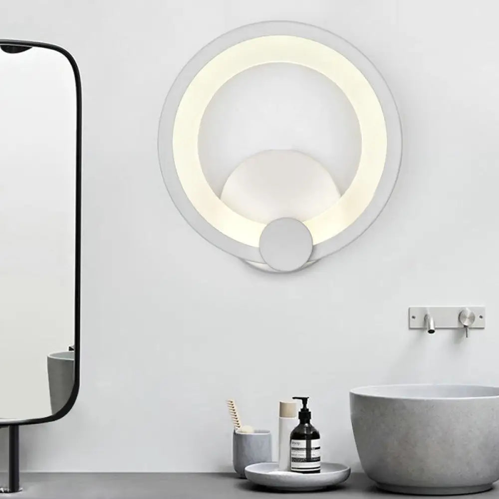 DecorBites™ Modern LED Acrylic Sconce Light - 7.5"/10" Diameter - White Wall Lamp in Warm/White Light