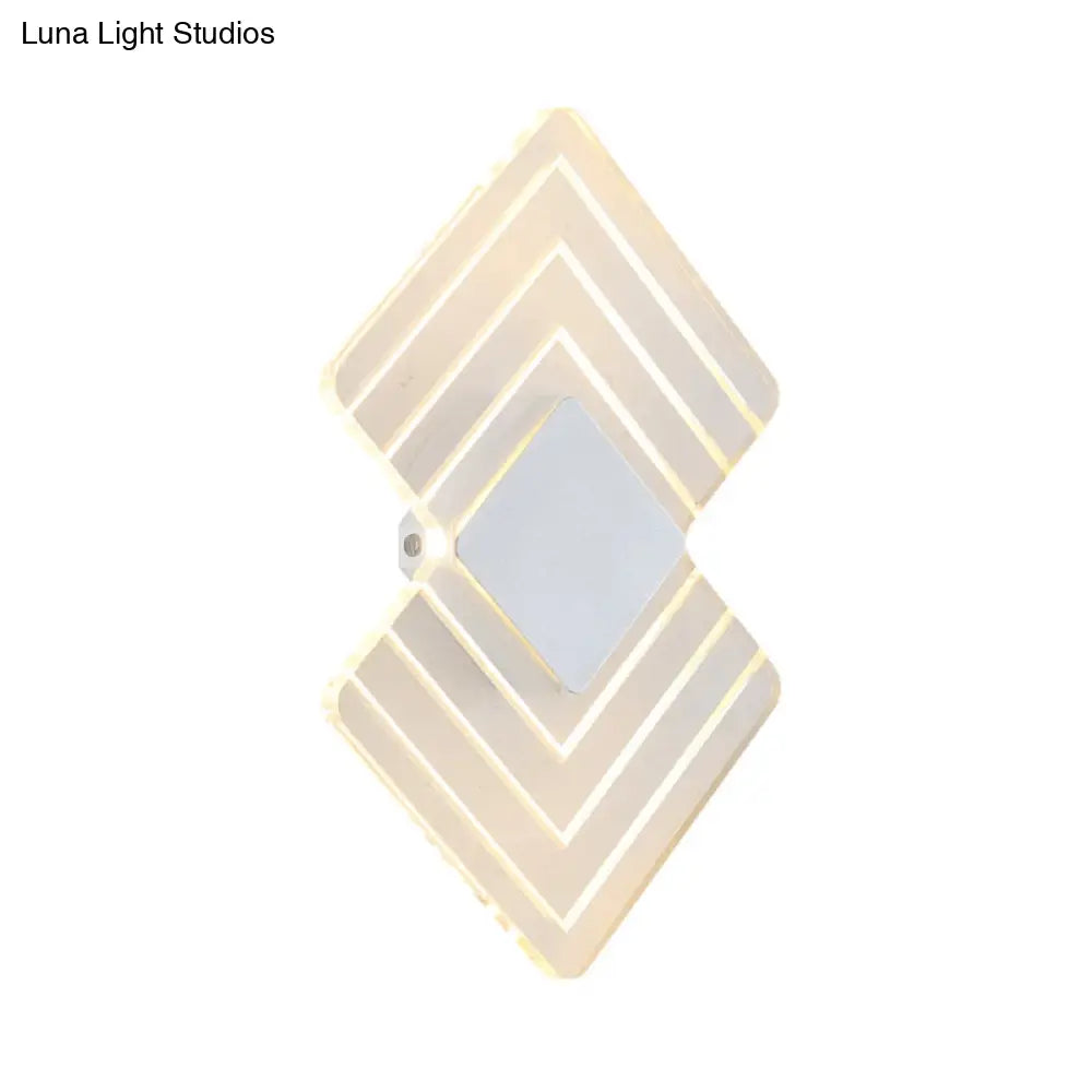 DecorBites™ Modern LED Acrylic Wall Lamp: Textured Silver/Black Rhombus Sconce Light with Remote Control