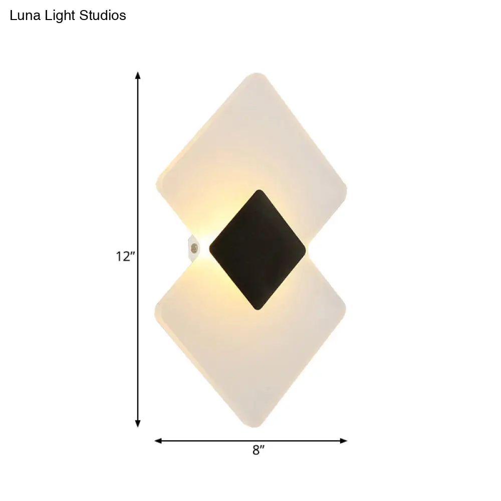 DecorBites™ Modern LED Acrylic Wall Lamp: Textured Silver/Black Rhombus Sconce Light with Remote Control