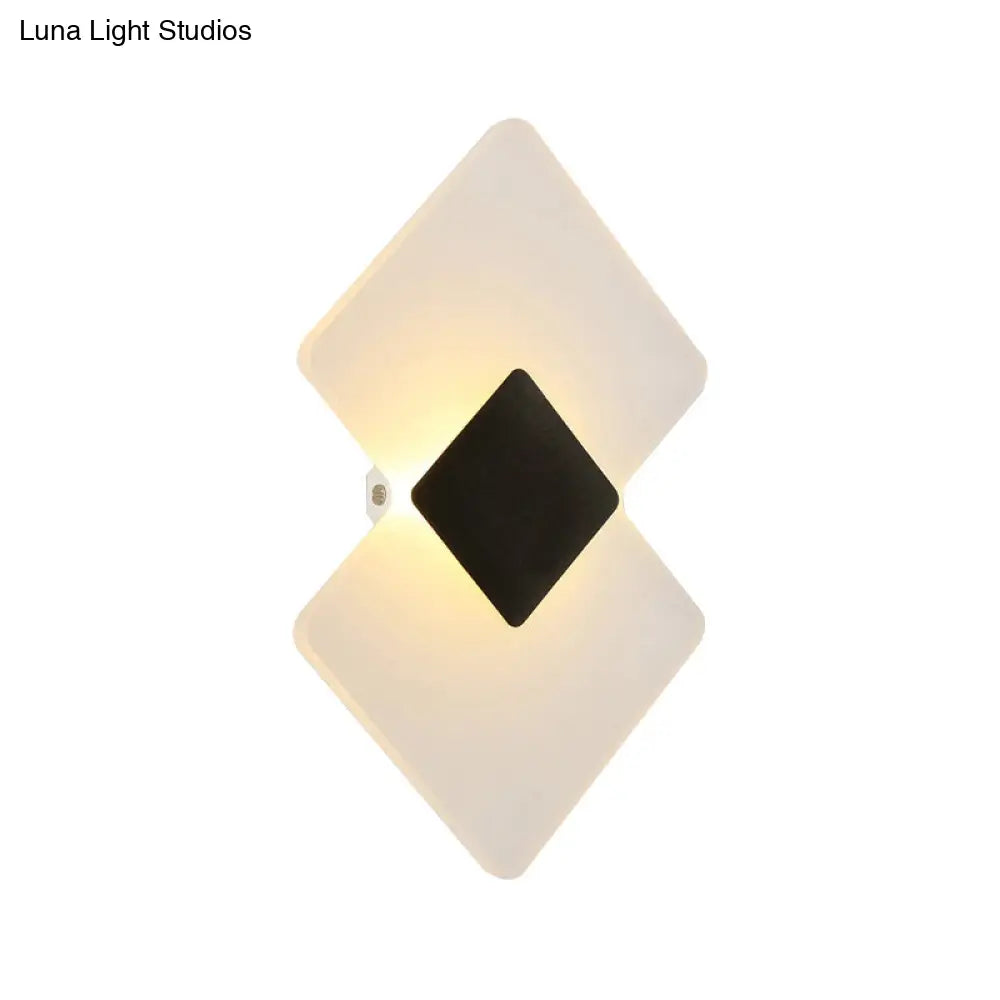 DecorBites™ Modern LED Acrylic Wall Lamp: Textured Silver/Black Rhombus Sconce Light with Remote Control