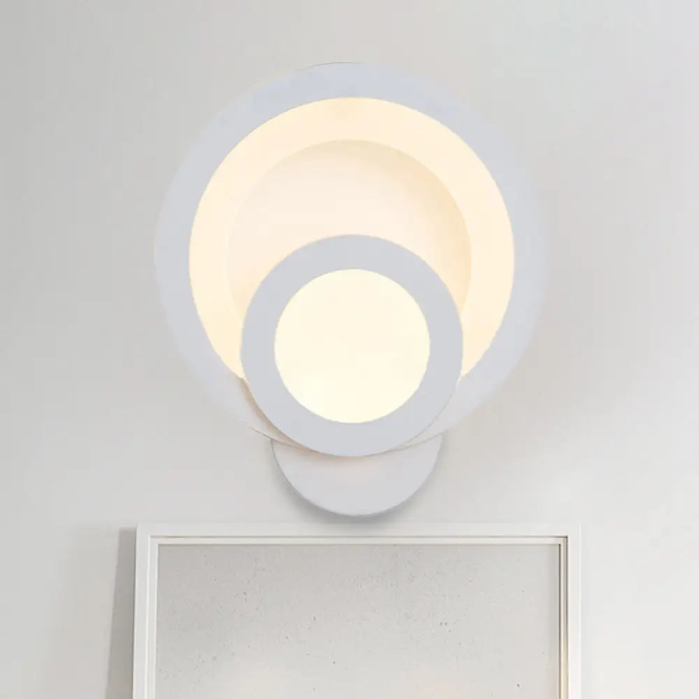 DecorBites™ Modern LED Acrylic Wall Sconce - Round Stairway Light Fixture, 8" Wide, Warm/White