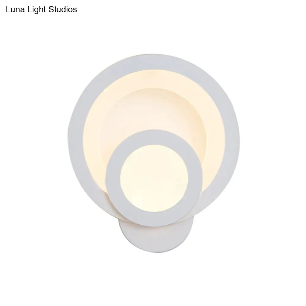 DecorBites™ Modern LED Acrylic Wall Sconce - Round Stairway Light Fixture, 8" Wide, Warm/White