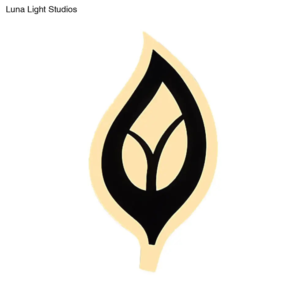 DecorBites™ Modern LED Bedroom Sconce Light with Leaf Acrylic Shade - Black/White Wall Lamp in Warm/White Light