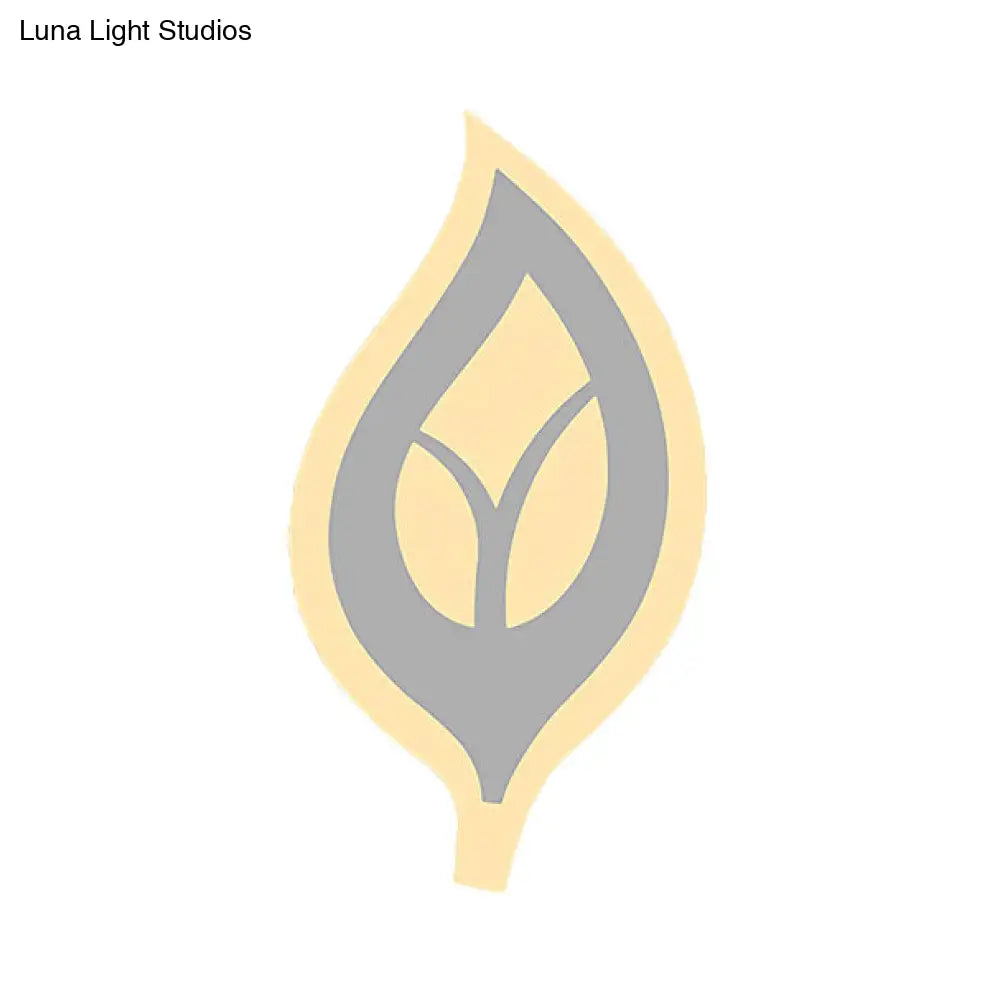 DecorBites™ Modern LED Bedroom Sconce Light with Leaf Acrylic Shade - Black/White Wall Lamp in Warm/White Light