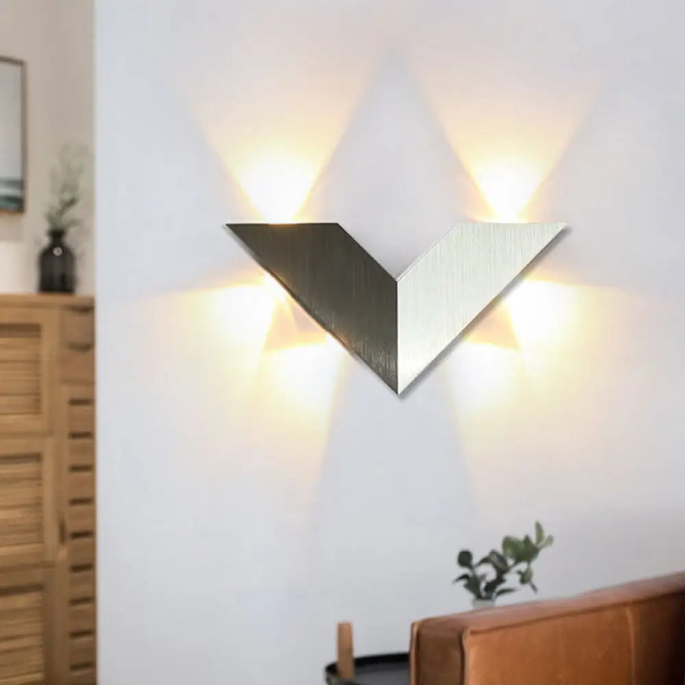 DecorBites™ Modern LED Bedroom Wall Light with Geometric Metal Shade in Warm/White Light - Black & White