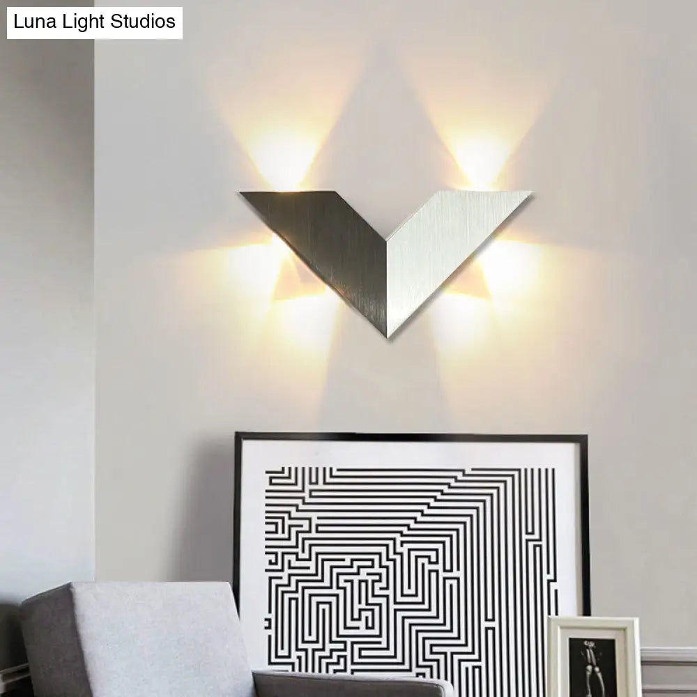 DecorBites™ Modern LED Bedroom Wall Light with Geometric Metal Shade in Warm/White Light - Black & White